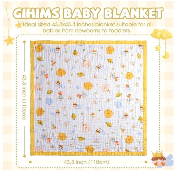 NWT Baby Boy Muslin Swaddle Blanket - says little prince on it - Picture 2 of 6